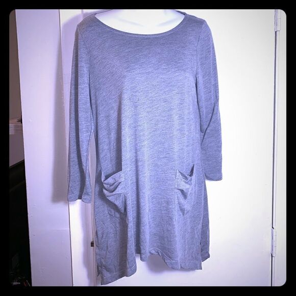 AUGUST SILK Grey 3/4 Sleeve Tunic With Pockets-M - Picture 1 of 7